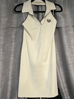NWT💗PINK VS Varsity Halter Dress “Creamer” w/Brown trim & Collar!Sz-M!MSRP$60!